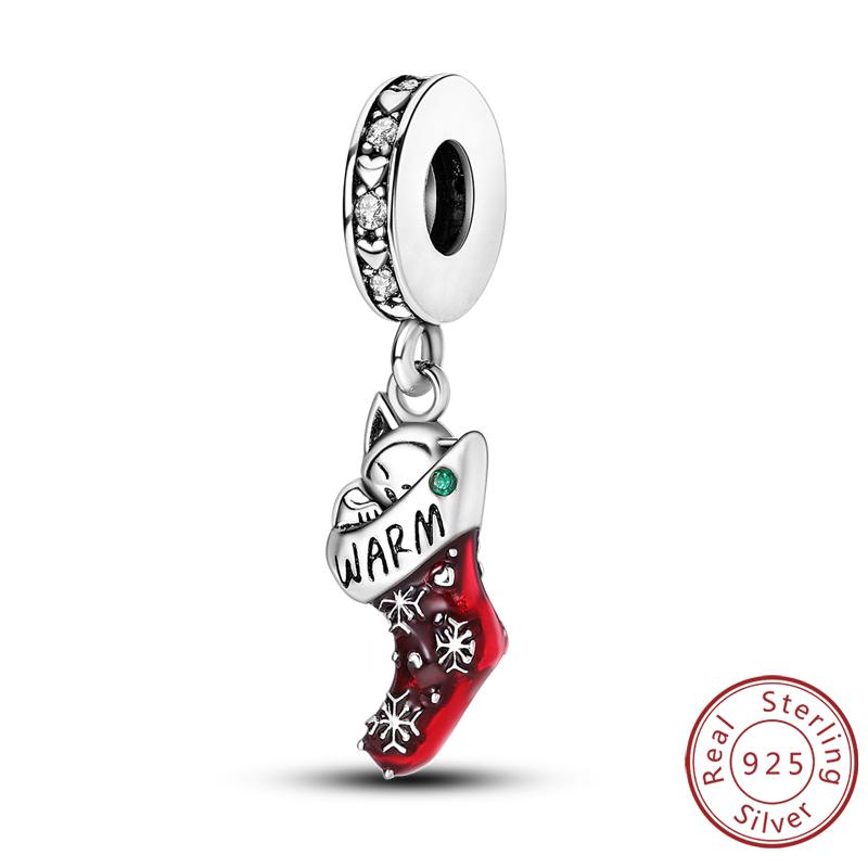 Рождественская серия Шармы Бусины Медь Рождественская елка Снеговик Лось Шарм Подходит для оригинального браслета Подвеска Женские украшения