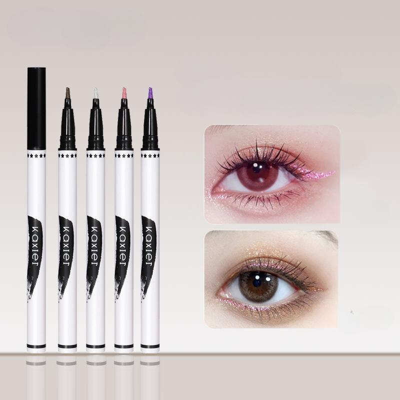 Сверкающая жидкая подводка для глаз шелковичного червя, шелковистая гладкая цветная перламутровая насадка с плоским лезвием