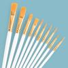 10-Piece Pearlescent Blue Oil & Watercolor Brush Set with Plastic Handles