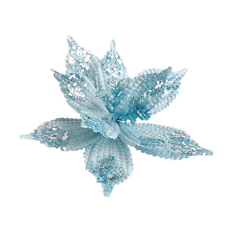 Christmas Artificial Flower Decor With Glittering Fabric For Holiday Celebrations