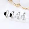 Korean Version of Fashion Temperament Epoxy Black and White Rectangular Earrings Women's Niche Design Jewelry