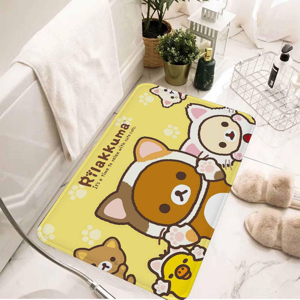 Аниме R-Rilakkuma Милый Мультяшный Фильм Коврик для Ванной Комнаты Детская Комната Спальня Декор Балкон Противоскользящий Коврик для Входной Двери Гостиная Коврик с Надписью Welcome