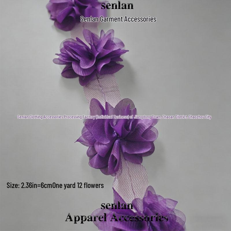 3D Chiffon Lace Flower Ribbon for Children's and Women's Clothing Accessories