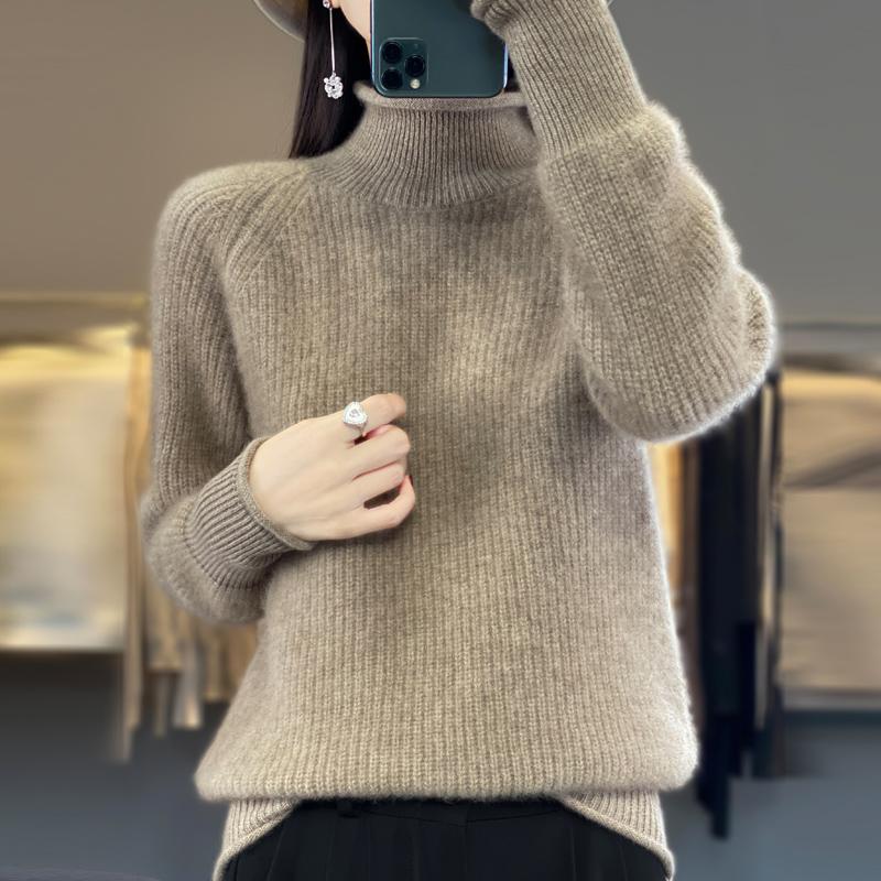Женский кашемировый свитер Qinghe Cashmere 30% кашемир 70% шерсть Осень и Зима Кашемировый плотный пуловер Мягкий и теплый