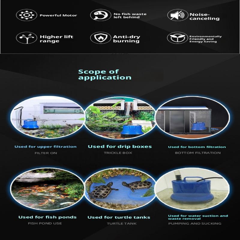Погружной аквариумный водяной насос 60 Гц Циркуляционный фильтр Головка помпы для аквариума Фонтан Пруд Гидропоника