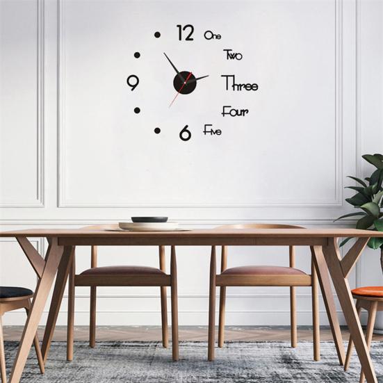 3D DIY Wall Clock Simple Installation Battery-Powered Quiet Modern Nordic Wall Clock for Living Room Bedroom