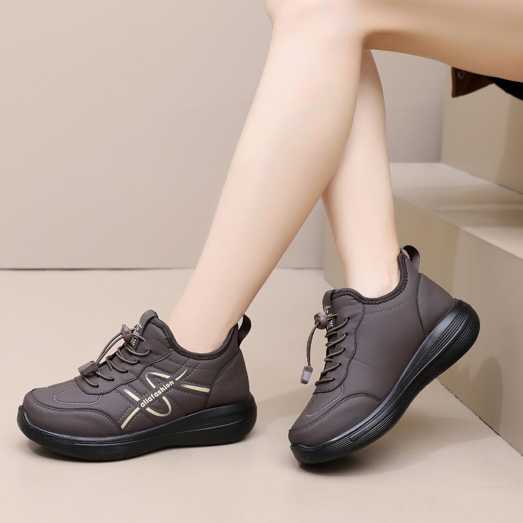 Snow Boots for Women Winter Water-Resistant Short Bootie With Faux Fur Lined Women's Casual Lace-Up Non-Slip Walking Sneakers Outdoor Fuzzy Warm Shoes
