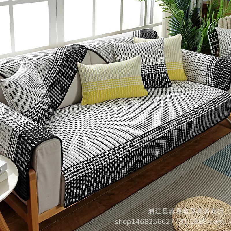 Factory Straight Hair, Four-Season Fabric Sofa Seat Cushion, Cotton Thread Woven Nordic Simple Combination Cover, Towel Pad Custom