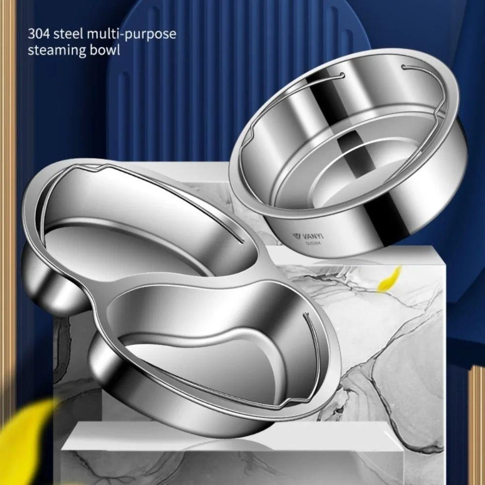With Handle Stainless Steel Steamer Basket Anti-Scald Steaming Pan Round Pot Insert Tray Eggs