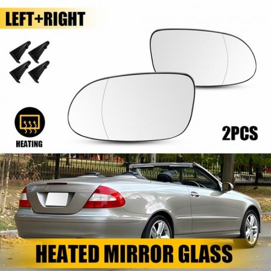 2X Front LH&RH Heated Mirror Glass Clear For Mercedes Benz CLK320 Base 2003-2005