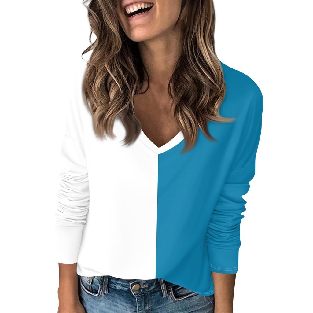 Женская футболка с принтом, с заниженной линией плеч, с длинным рукавом, повседневная, выходного дня, модная, базовая, с V-образным вырезом, обычная, топ