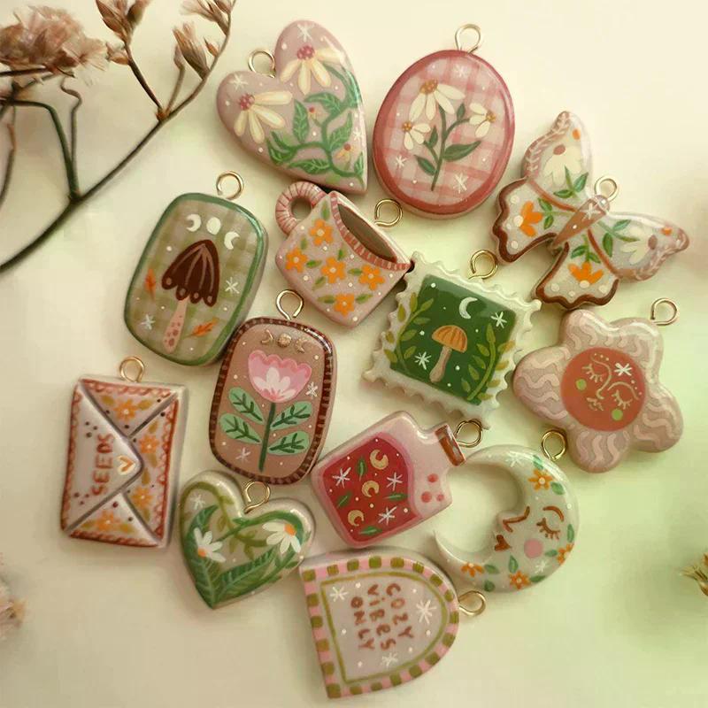 Новая Мода Бант Луна Подвеска DIY Капельное Масло Живопись Цветная Серия Покрытие Сохранение Цвета