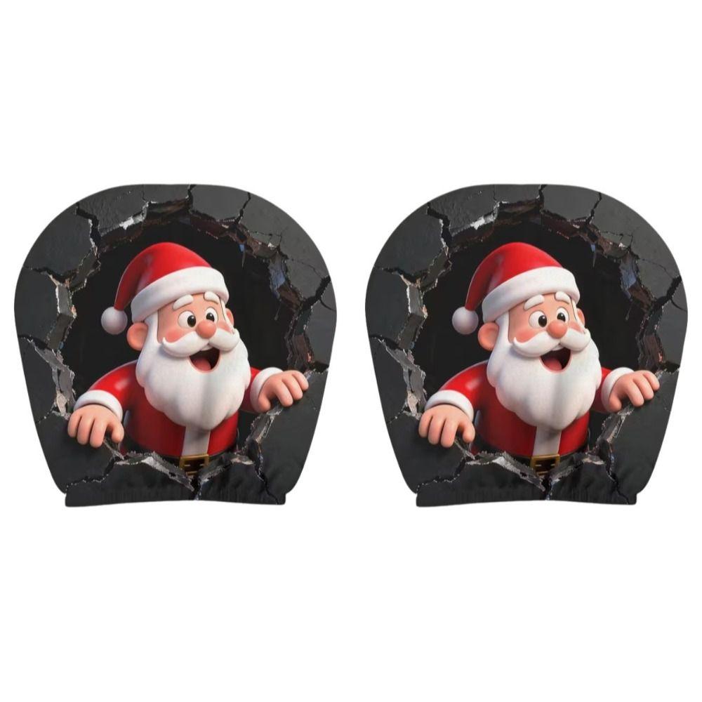2Pcs Cartoon Seat Headrest Protectors Santa Claus Christmas Car Pillowcase Gift for Car Lover