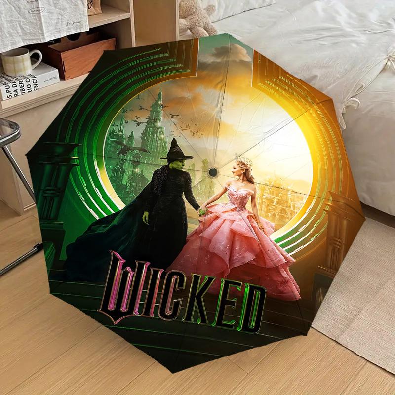1pc WickedMusical Themed Design Umbrella 8 Rib Frame, One-touch Automatic Opening 3 Fold Umbrella, Fashion Gift-p0803050