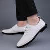 New casual men's leather shoes Luxury quality gentleman style Leisure Outdoor Party Adult daily Black and White flat shoes
