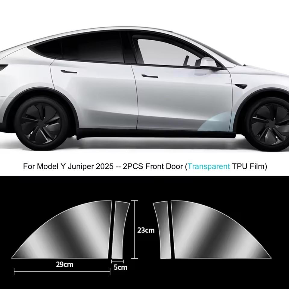 Подходит для Tesla Model Y Juniper 2025 Угловая защитная пленка от царапин на передней двери Защитные пленки на заднюю дверь Невидимая автомобильная одежда Пленка TPU
