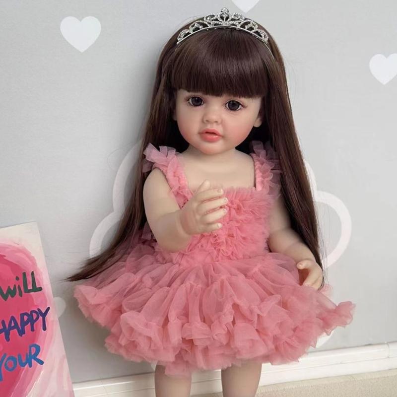22-дюймовая силиконовая виниловая кукла для всего тела Reborn для малышей, кукла Бетти, настоящая кукла для новорожденных, парик для волос, имитация куколки, игрушки для детей