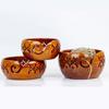 Set of 3 Wood Yarn Storage Bowl with Carved Holes Drills Knitting Crochet Accessories