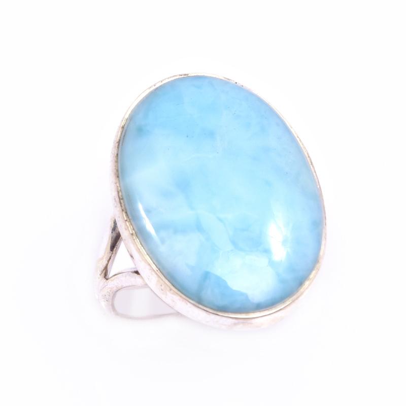 Кольцо в подарок из стерлингового серебра 925 пробы с драгоценным камнем ларимаром Natural Republic S.9 c5J47