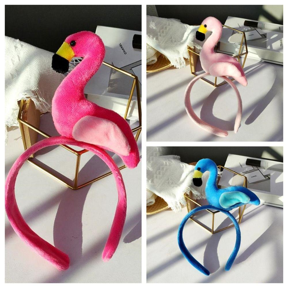 Korean Style Animal Hair Hoop Wash Face Plush Hair Hoop Cute Flamingo Headband Daily
