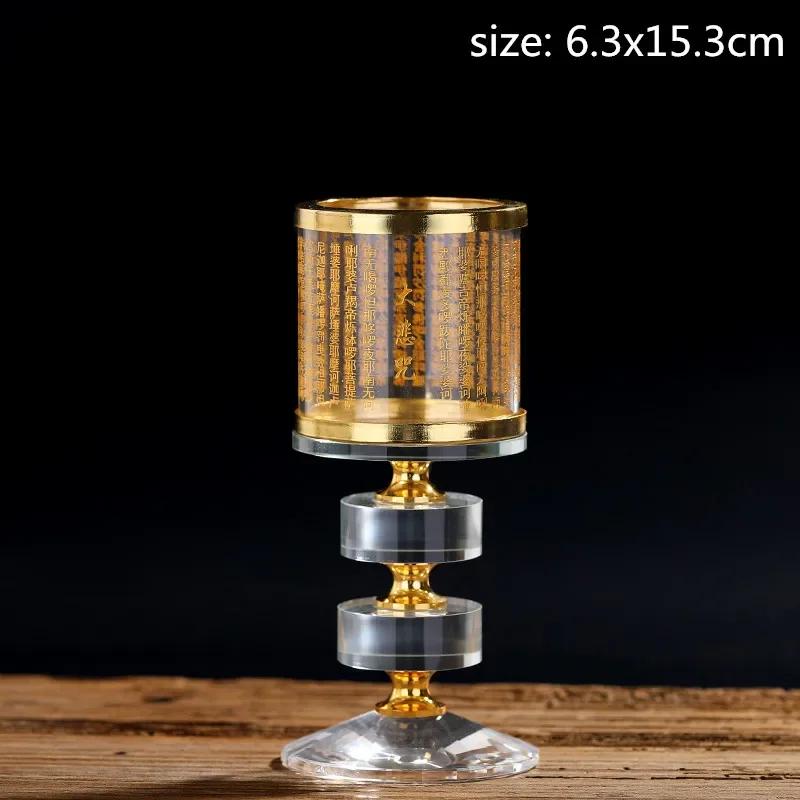 Buddhist Supplies Crystal Candle Holder Ornaments Windproof Lampshade Buddha Hall for The Buddha Candle Holders Decoration
