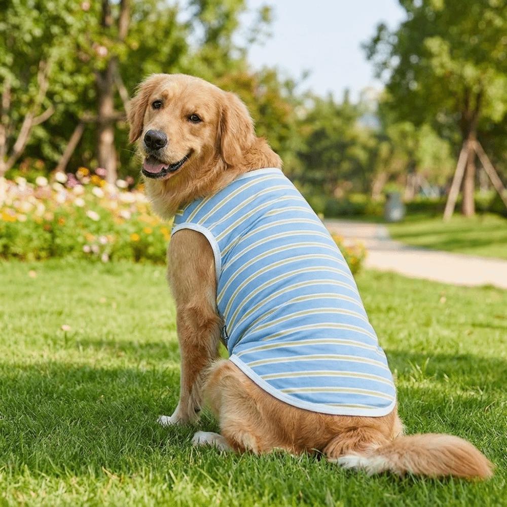 Round Neck Pet Striped T-Shirt Breathable Dog Sunscreen Vest Dog Cooling Vest Postoperative Care