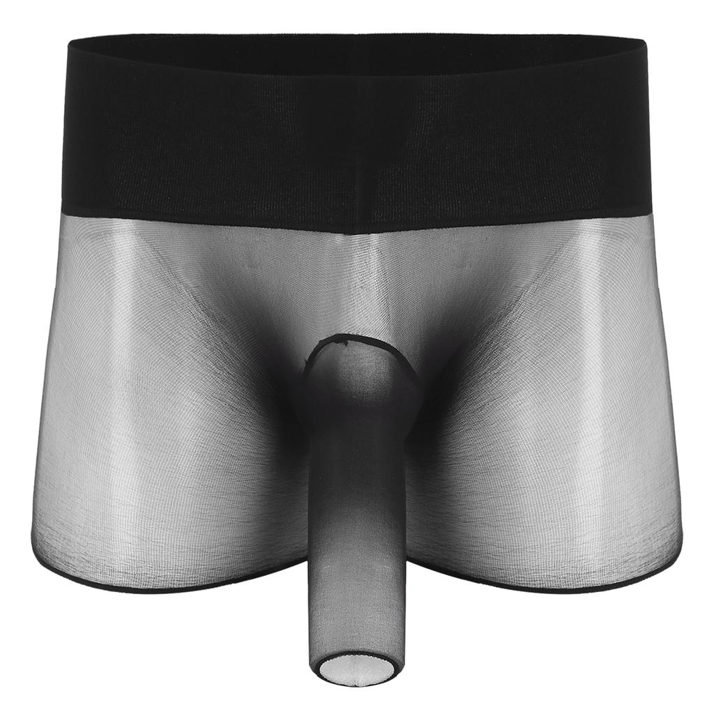 Mens See Through Ultra Thin High Waist Boxer Shorts Sheath Lingerie Underwear