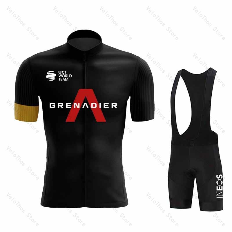 Ineos Grenadier Cycling Set Short Sleeve Jersey and Bib Shorts Pro Race Bicycle Clothing Suit Summer MTB Ropa Maillot Breathable