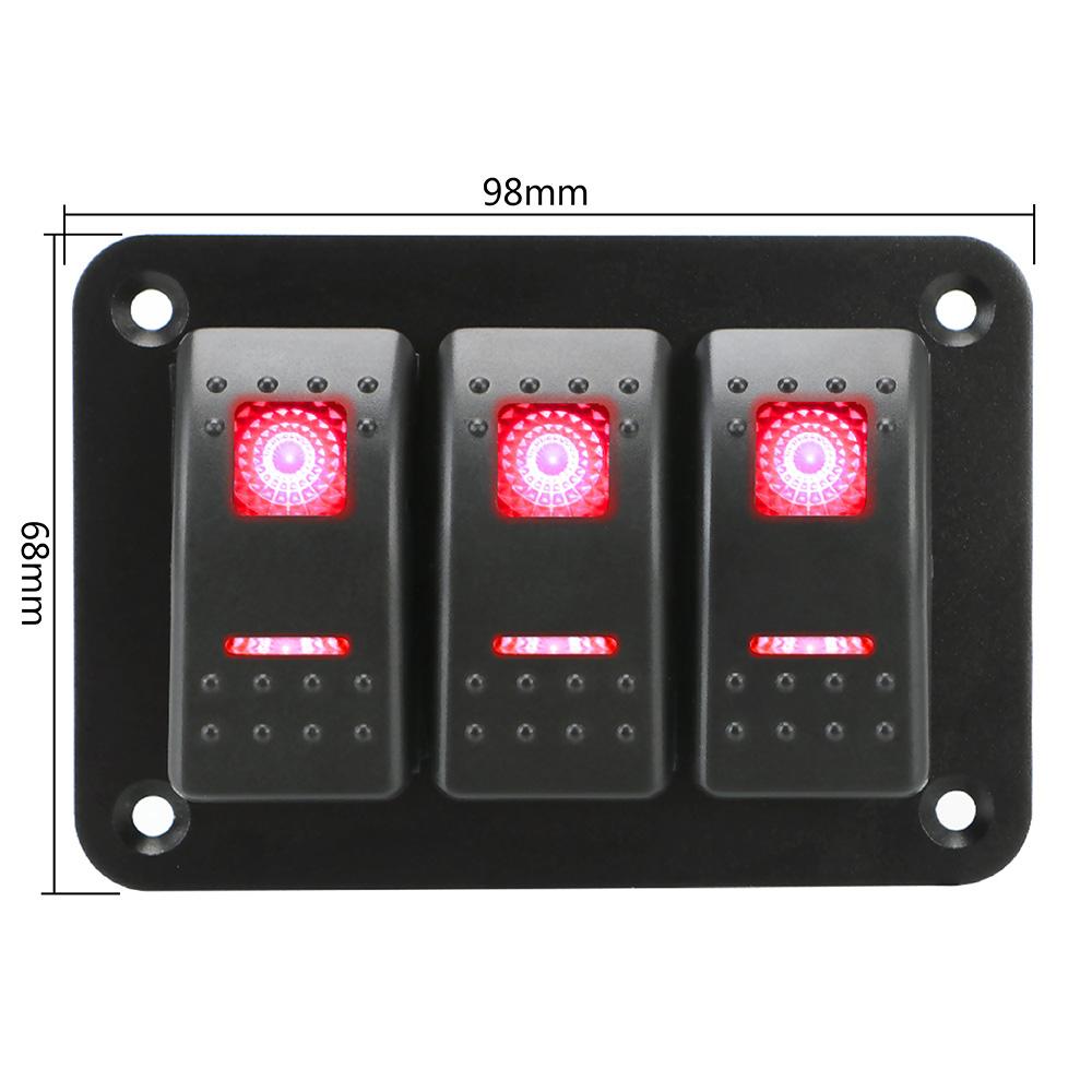 Car Truck Marine Ship Circuit Breaker Auto Accessories 3 Gang Rocker Switch Panel ON/OFF Lights DC 12V/24V With Icon Sticker Switches Seat 3