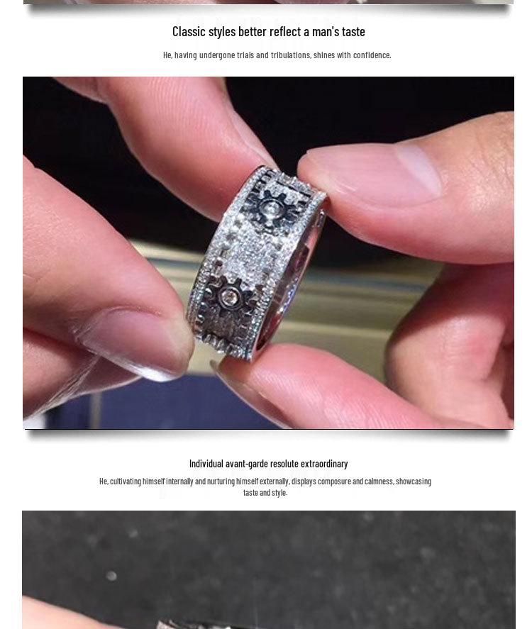 Унисекс кольцо с вращающимся механизмом, инкрустированное бриллиантами: Звездный дизайн для пар, полностью инкрустированное кольцо на мизинец