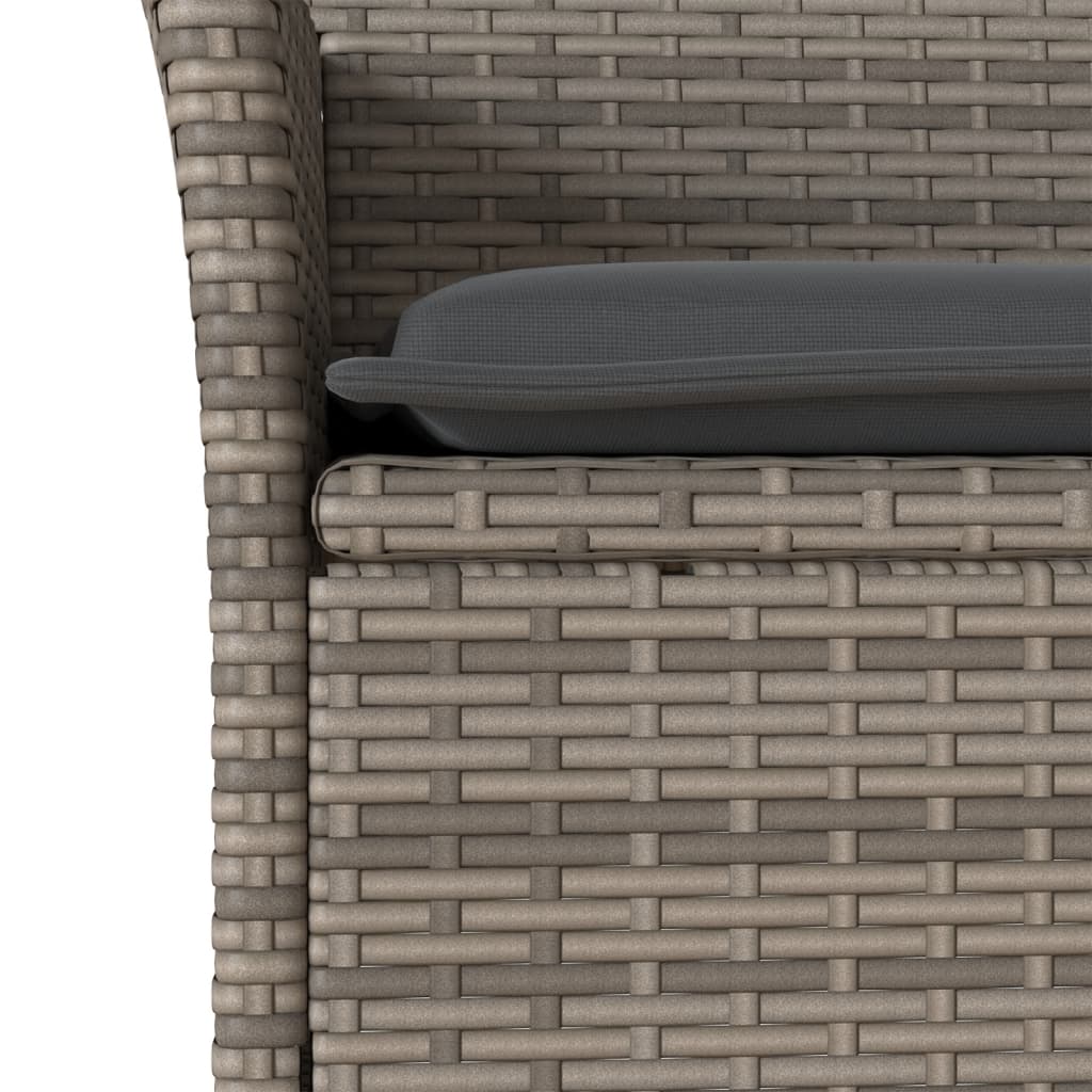 vidaXL 5 Piece Outdoor Dining Set with Cushions Grey Poly Rattan and Glass
