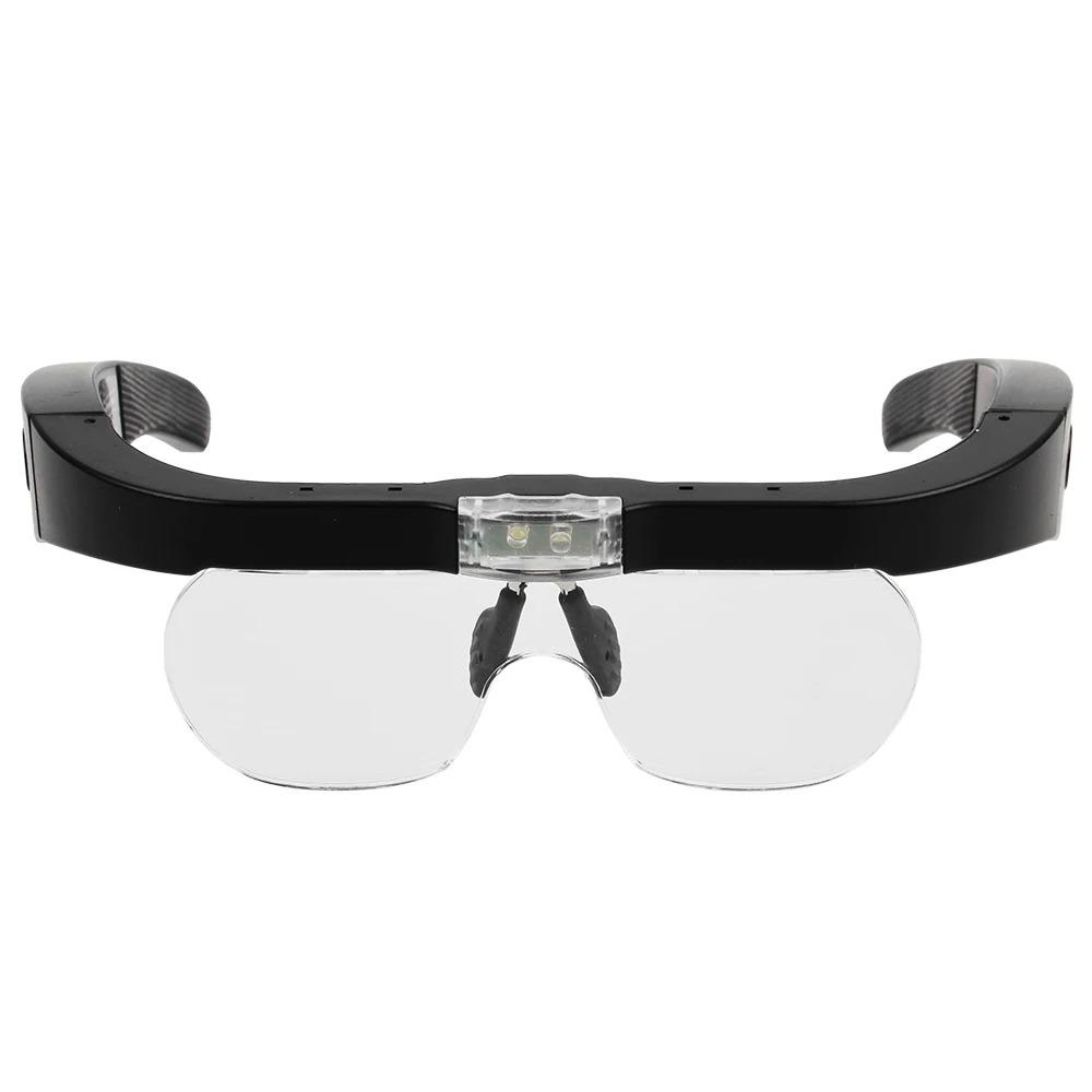 Head-mounted Magnifying Glasses With Led Light For Reading Watchmaker Repair Usb Rechargeable Magnifier 1.5x 2.5x 3.5x 5.0x