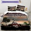 3pcs The Vampire Diaries4 Design Cover Set - HD Printed Bedding with 1 Cover and 2 Pillowcases - Perfect for Home and Dorm Decor