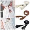 Women Girl Weaving Leather Belt Tassel Waistband Female All-match Waist Belt for Dress
