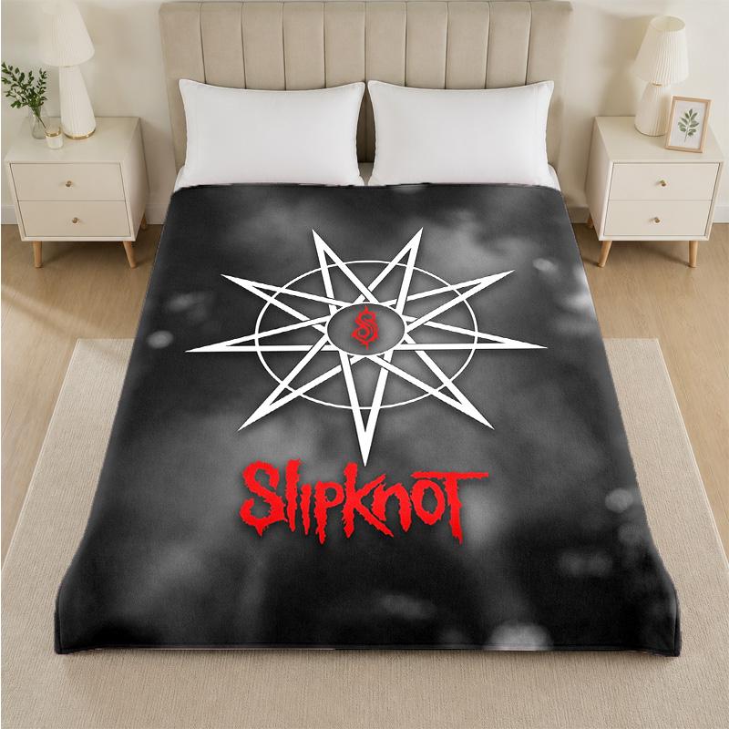 Slipknot Print Flannel Blanket Cozy Lightweight Plush Throw Blanket For Bed Sofa Household Use