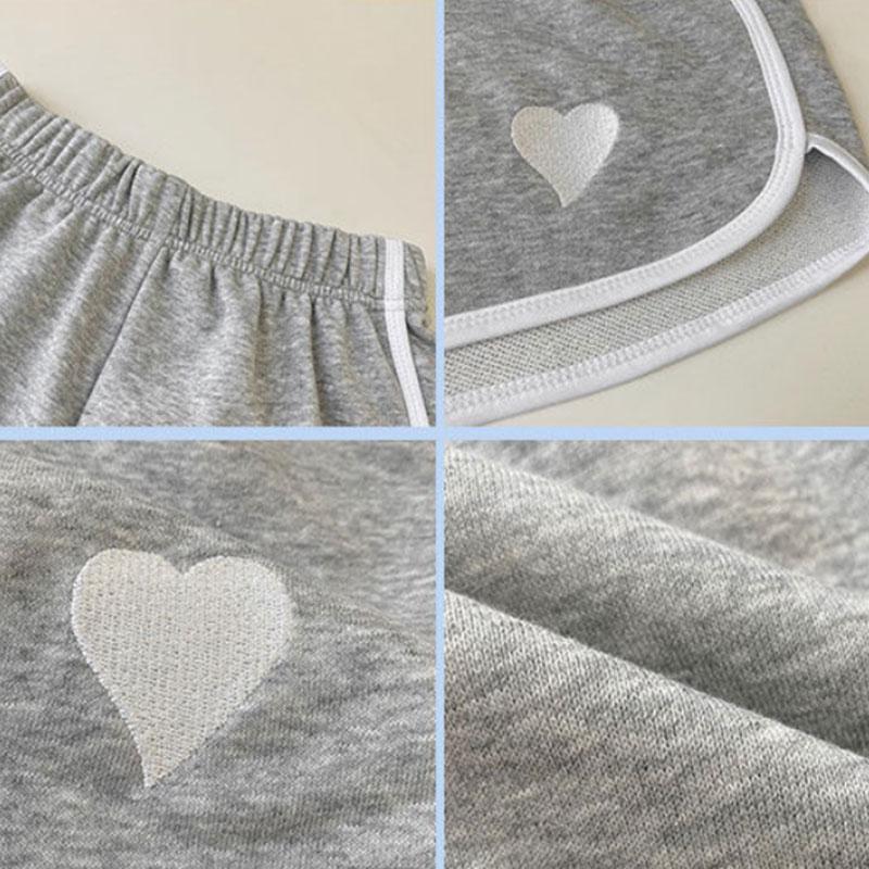 Женские спортивные шорты с вышивкой Love, повседневные домашние короткие брюки, летние тонкие свободные шорты с широкими штанинами, милые шорты для девочек