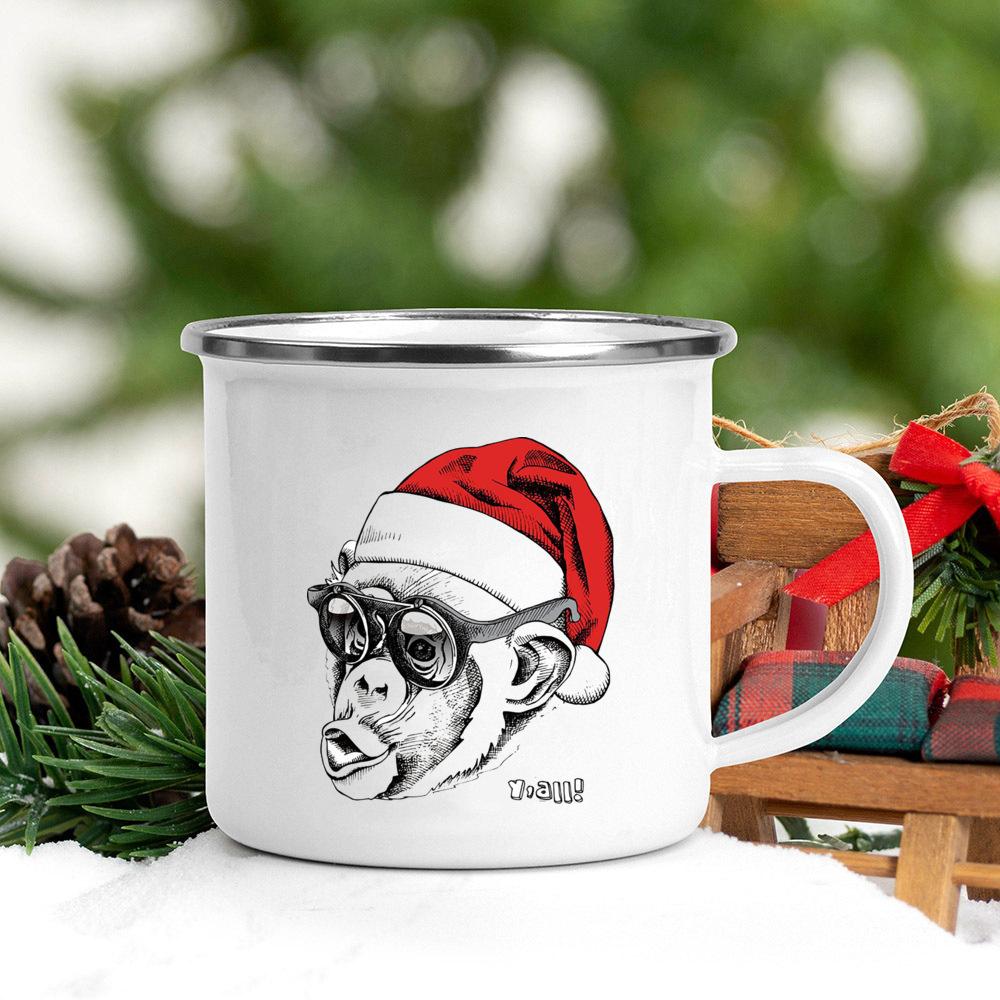 Santa Hat Animal Dog Cat Print Creative Coffee Cup Camping Mug Kawaii Unusual Tea Cup Friends Drinkware Cups To Sublimate Cupshe