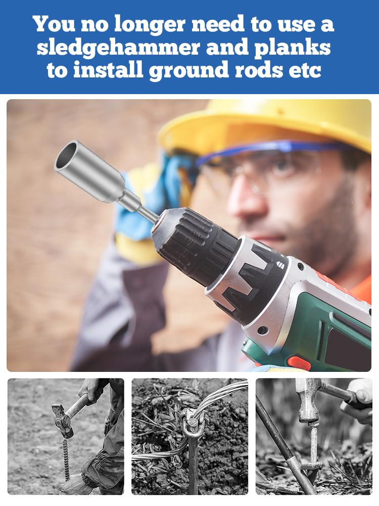 SDS Plus Ground Rod Driver 30/45/65 мм Сверхмощный заземляющий стержень Стальной сверло-шуруповерт для электрического молотка