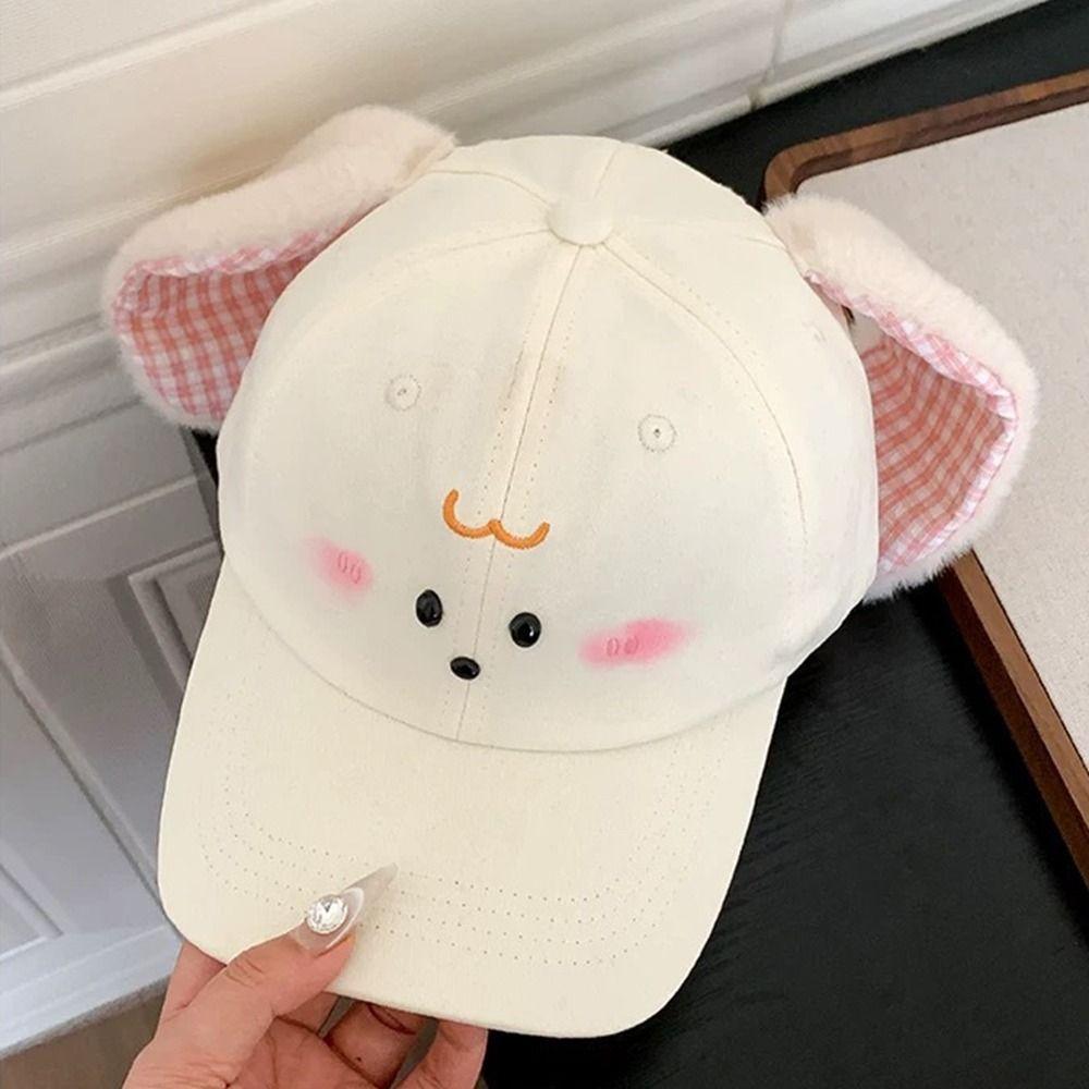 Y2k Baseball Cap Plush Rabbit Ear Sunscreen Hat Fashion Peaked Cap Female