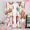 2pcs,2D Plane Printing Window Curtain Christmas Cookie Hot Cocoa (4) Versatile Polyester Fabric (without Rod) Decorations