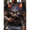 Новая мужская футболка с принтом 3D Cat Full Print, повседневная модная забавная футболка с коротким рукавом, унисекс, летняя футболка свободного покроя в уличном стиле