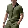 American Summer Men's Plus Size Ice Silk Blend Casual Short Sleeve Shirt