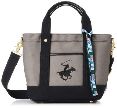 Сумка-тоут Hills Polo Canvas через плечо BH1006N Серый x Черный [Beverly Club] (с ремешком) Женский
