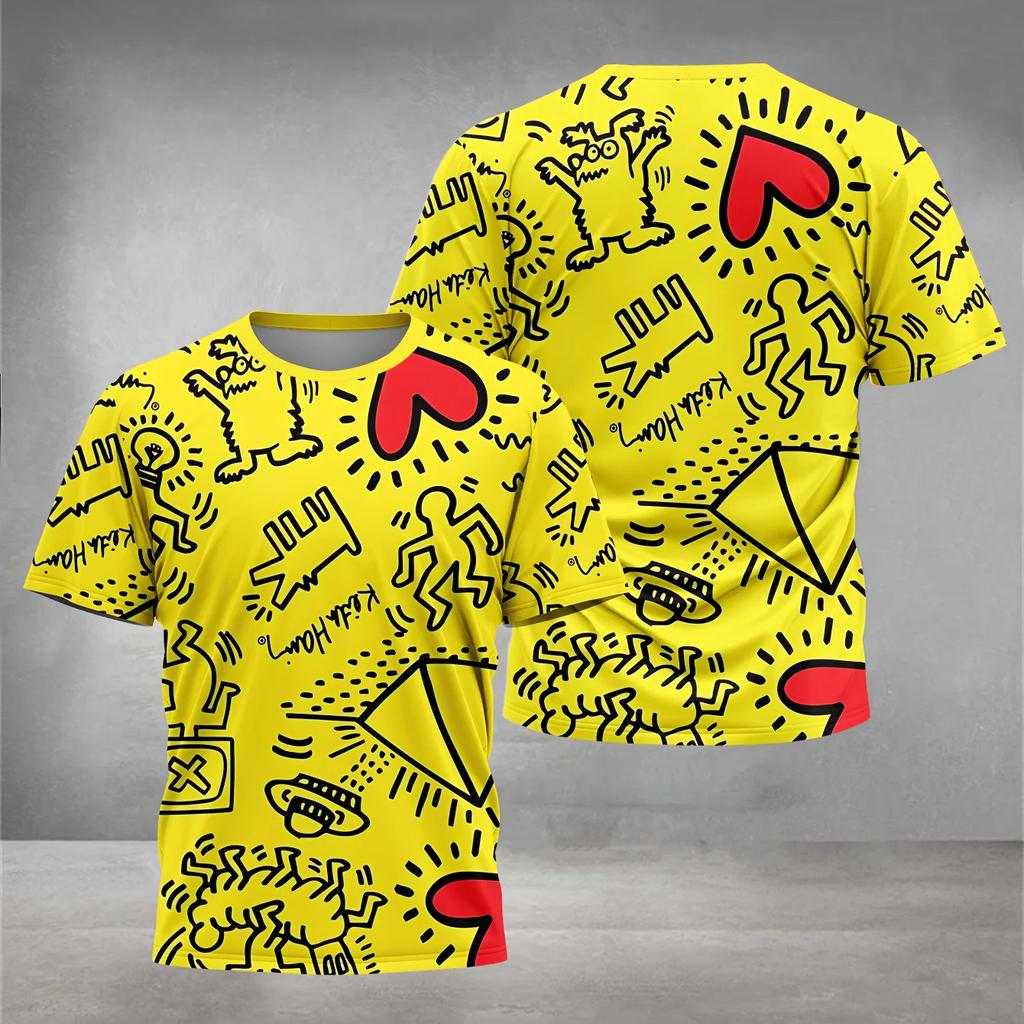 Детская 3D-печать Кейта Харингса Детская одежда от 5 до 14 лет Мужская футболка для мальчиков и девочек Детские рубашки