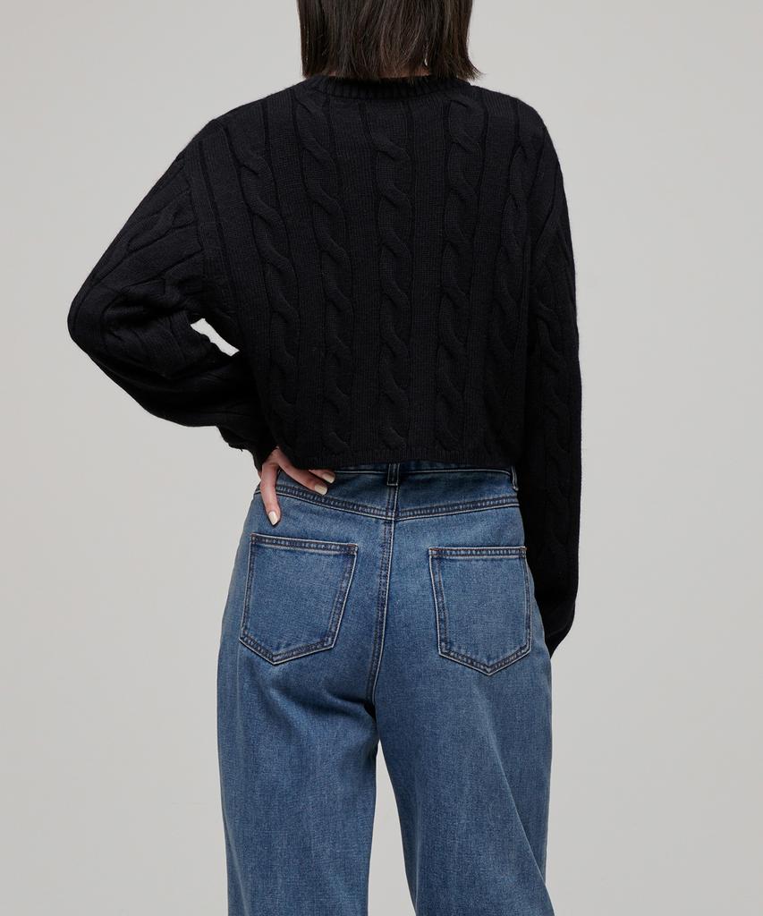 MUSINSA STANDARD WOMAN Women'S Angora Blend Cable Crop Knit [Black]