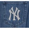 MLB Нью-Йорк Янкис Логотип Однотонные Джинсы Кроп с Завышенной Талией Женские Брюки Синий 3FDPB0741-50INS