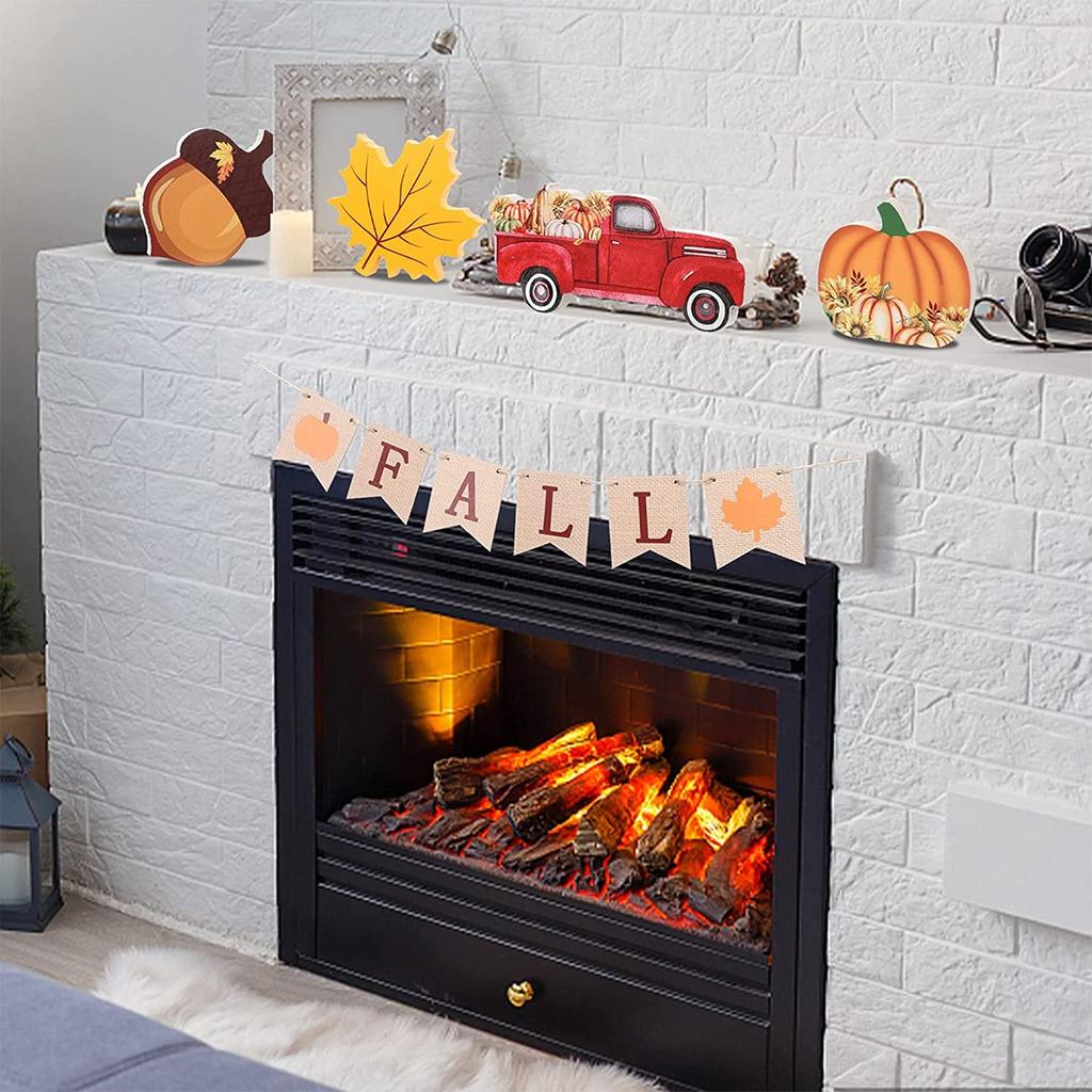 Thanksgiving Wood Tiered Tray Crafts Fall  Maple Leaf Truck Party Decor Supplies