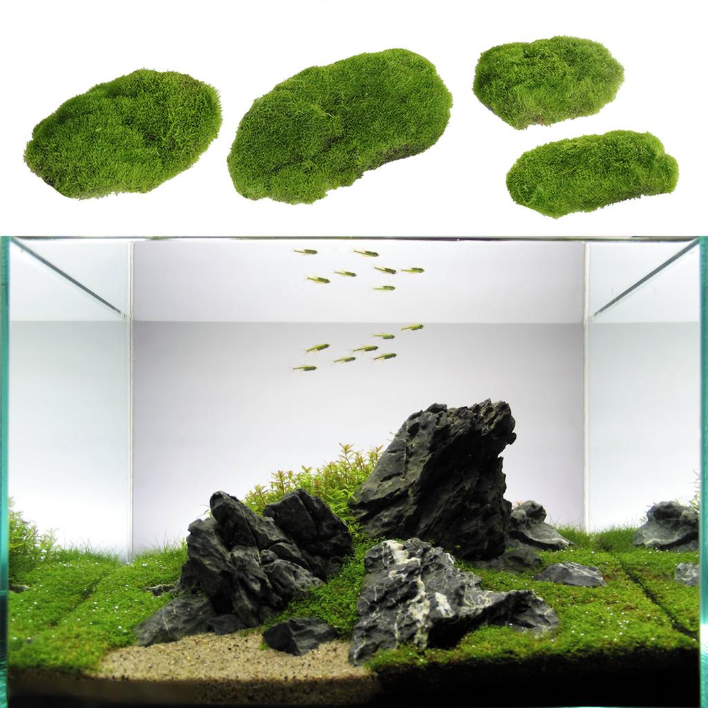 4Pieces Faux Moss Decors for Crafts Artificial Moss Mats Decorative Ornaments for Home and Garden Potted Plant Decors