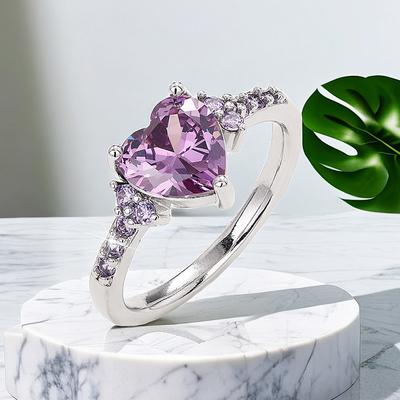 Кольца Sterling Purple Love, новые модные украшения для женщин, свадебные, помолвочные, вечерние, темпераментные, женские аксессуары, подарок