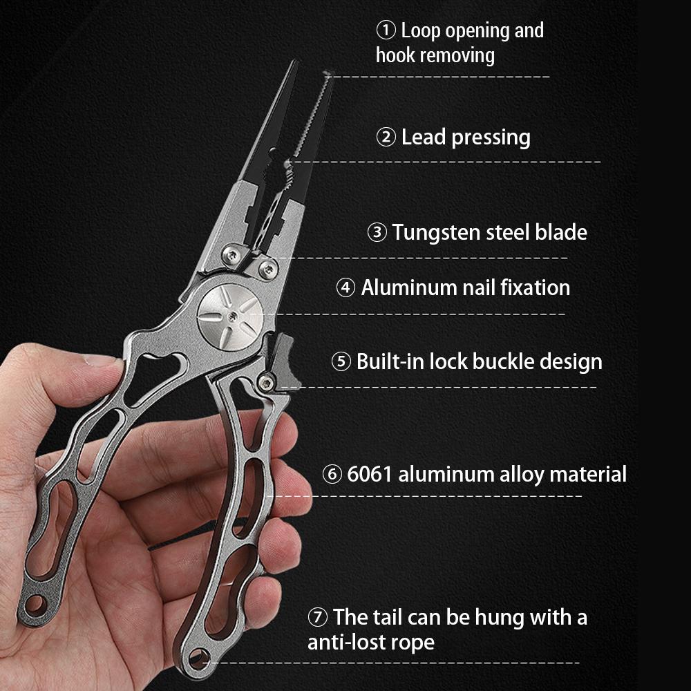 Aluminum Alloy Fishing Pliers Hook Remover Fishing Line Cutters with Sheath and Lanyard